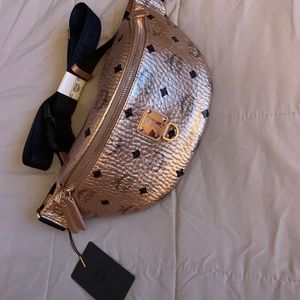 MCM Fursten Visetos Belt Bag Small Champagne Gold